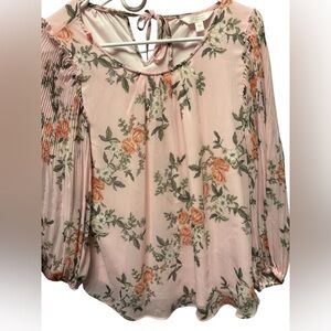 LC Lauren Conrad Blush Floral Blouse